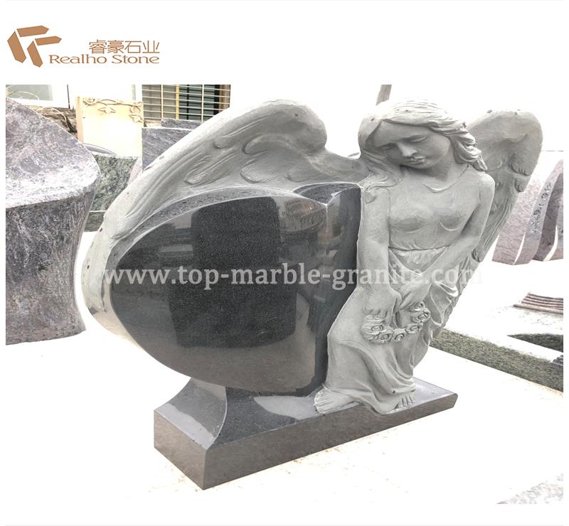 European Tombstone Angel With Heart