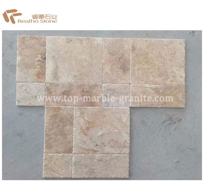 Golden travertine french pattern