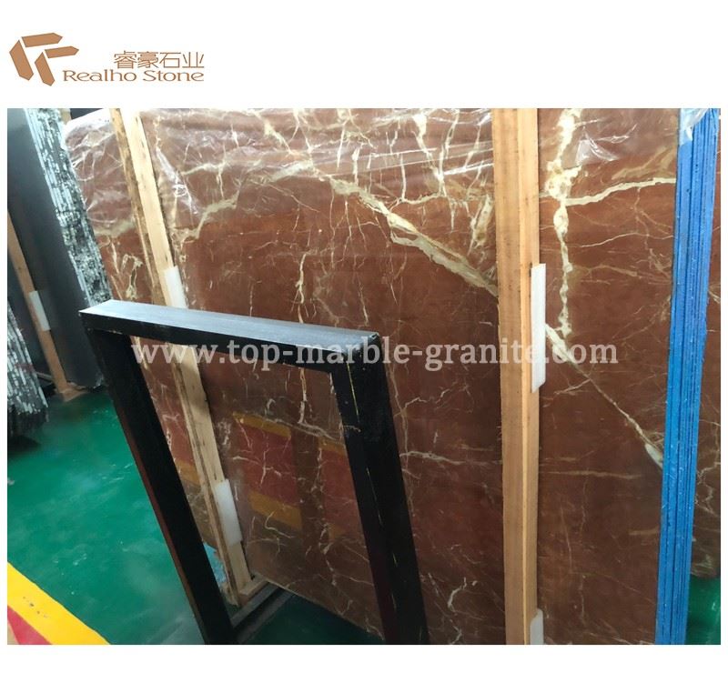 red marble tile flooring