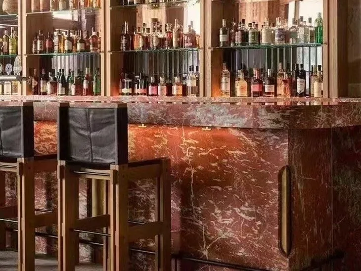 red marble countertop