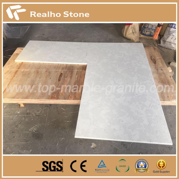 Artificial Stone Grey Quartz Slab With Cotton Group Veins For Kitchen Tops