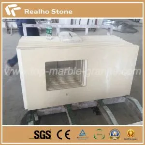 Polierte feste Oberfläche Beige Blizzard Quarz Stein Badezimmer Waschtische