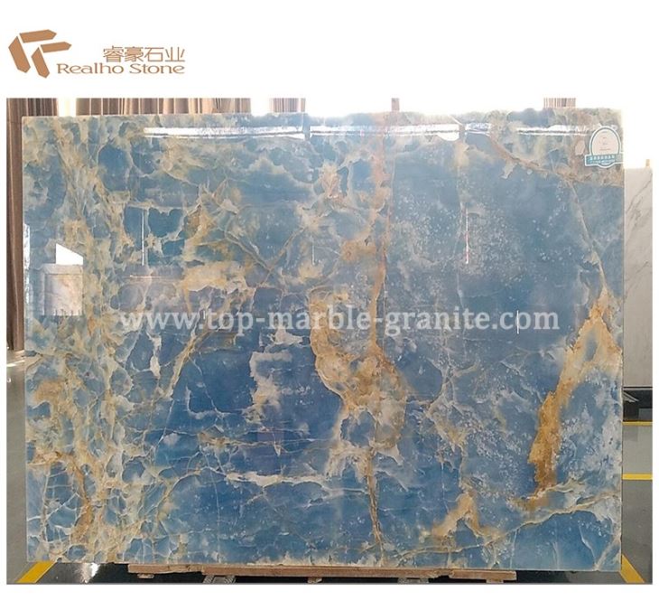 Blue jade polished slab