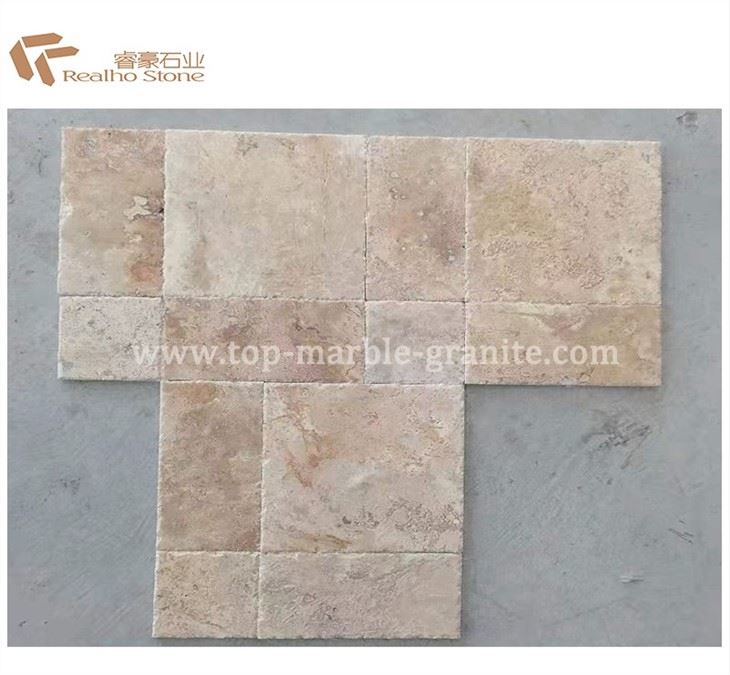 Golden travertine french pattern
