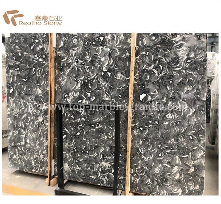 black marble tiles floor