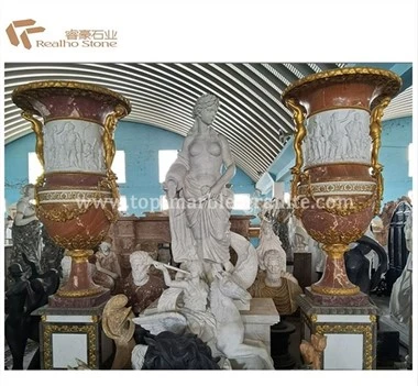 Marmor Blumentopf mit römischen Stil Carving Handwerk