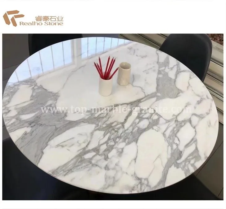 white marble round table